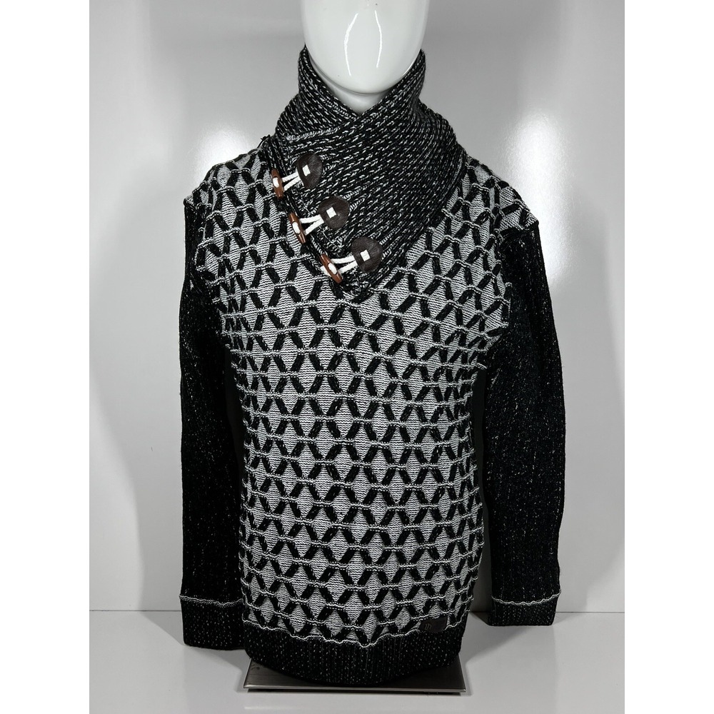 NWT Leif Nelson Black Knitted Pullover Long Sleeve Sweater LN5385 Mens SZ 3XL